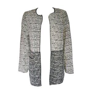 Chicos Cardigan Size 1 Womens Medium Black White Long Sleeve Top Speckled